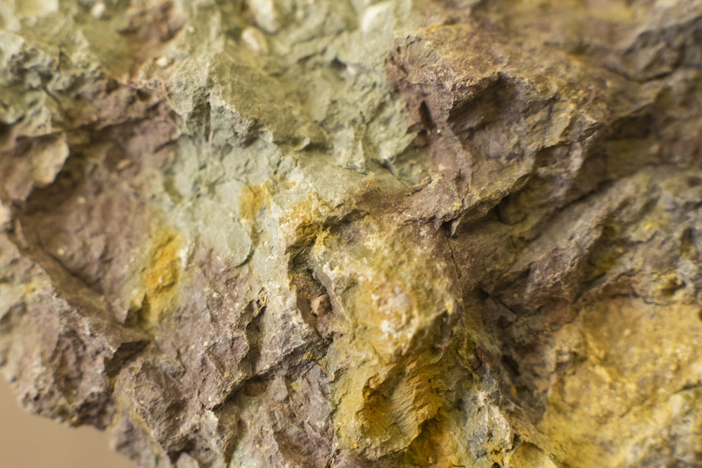 A paleosol sedimentary rock has vibrant colors. 
